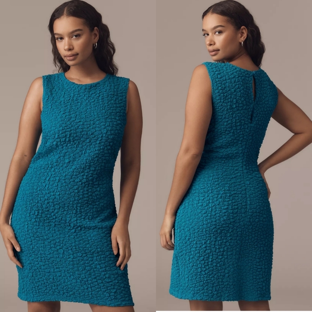 By Anthropologie Textured Mini Sleeveless Shift Dress